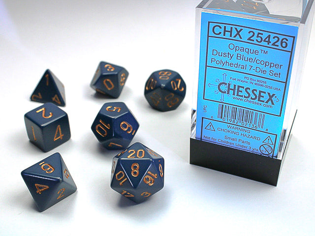 Chessex - 7 Piece - Opaque Dusty Blue/Copper