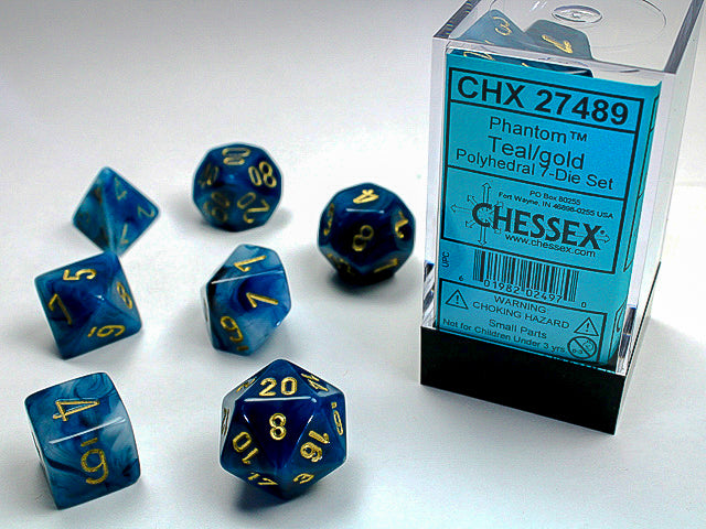 Chessex - 7 Piece - Phantom Teal/Gold