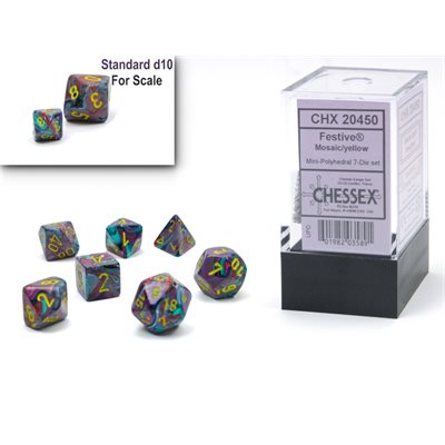 Chessex - 7 Piece Mini - Festive Mosaic/Yellow