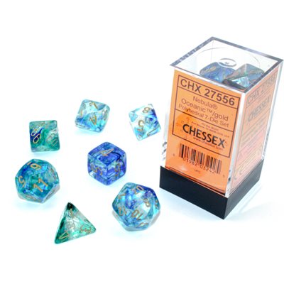 Chessex - 7 Piece - Nebula Oceanic/Gold