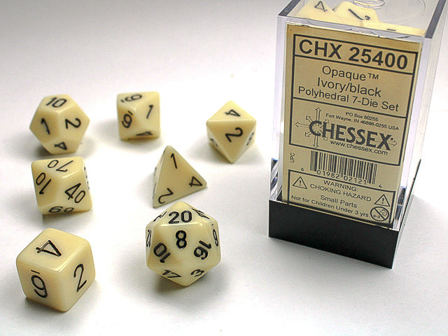 Chessex - 7 Piece - Opaque Ivory/Black