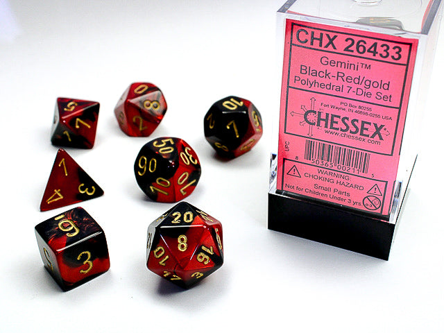 Chessex - 7 Piece - Gemini Black-Red/Gold