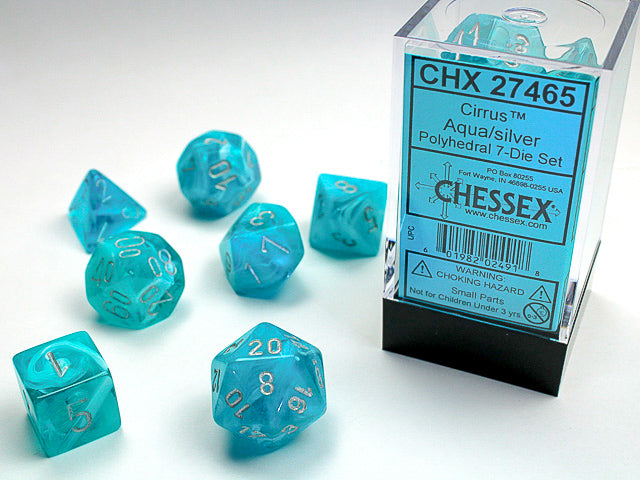 Chessex - 7 Piece - Cirrus Aqua/Silver