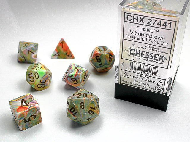 Chessex - 7 Piece - Festive Vibrant/Brown