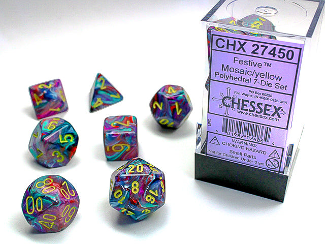 Chessex - 7 Piece - Festive Mosaic/Yellow