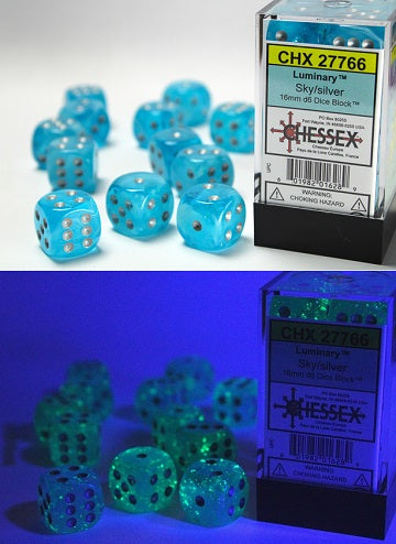 Chessex - 12 Piece D6 - Luminary Sky/Silver