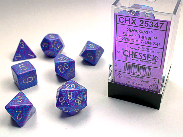 Chessex - 7 Piece - Speckled Silver Tetra