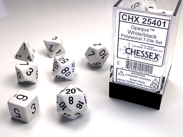 Chessex - 7 Piece - Opaque White/Black