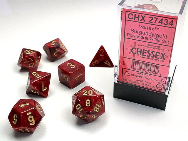 Chessex - 7 Piece - Vortex Burgundy/Gold
