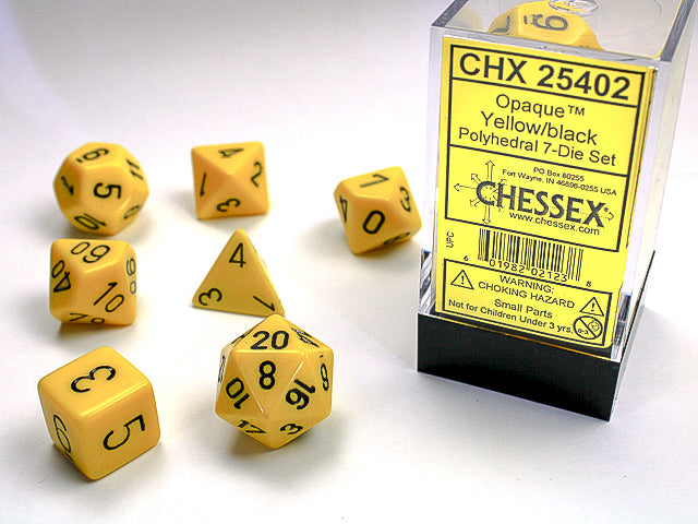 Chessex - 7 Piece - Opaque Yellow/Black