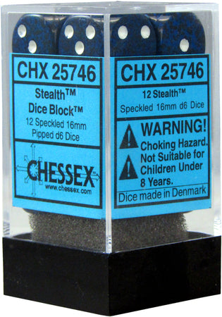 Chessex - 12 Piece D6 - Speckled Stealth
