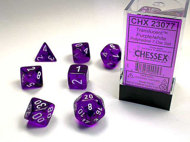 Chessex - 7 Piece - Translucent Purple/White