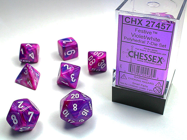 Chessex - 7 Piece - Festive Violet/White