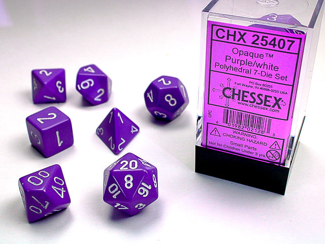 Chessex - 7 Piece - Opaque Purple/White