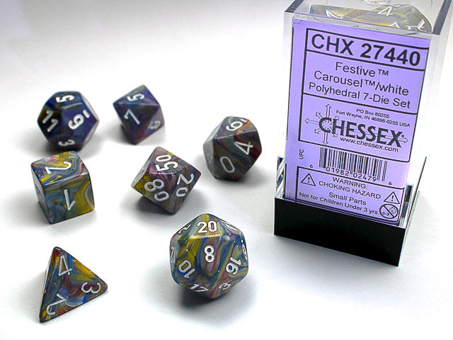 Chessex - 7 Piece - Festive Carousel/white