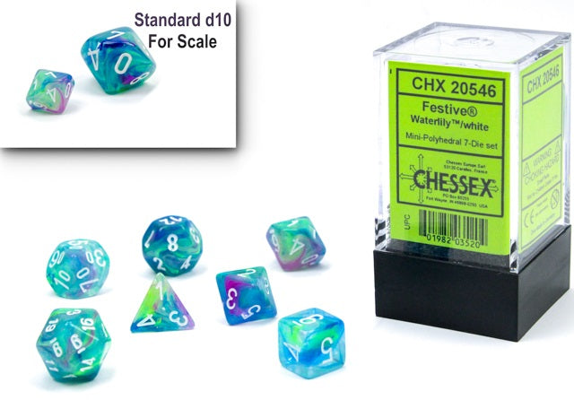 Chessex - 7 Piece Mini - Festive Waterlily/White