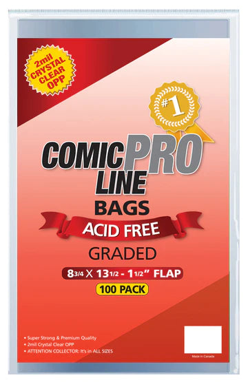Comic Pro Line Graded Size Bags - 8 3/4" x 13 1/2" with 2" flap