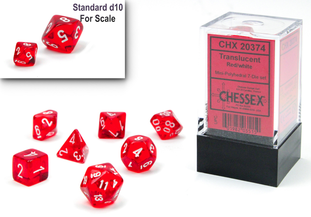 Chessex - 7 Piece Mini - Translucent Red/White