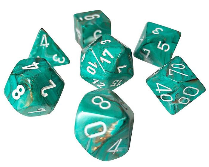 Chessex - 7 Piece Mini - Marble Oxi-Copper/White