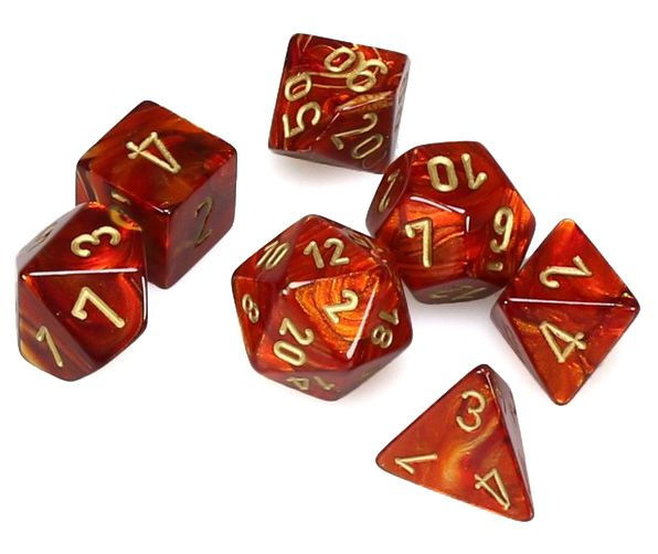 Chessex - 7 Piece Mini - Scarab Scarlet/Gold
